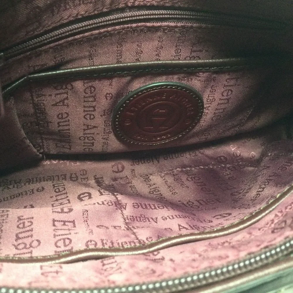 Etienne Aigner Retro Maroon Leather‎ HandBag Purse Crossbody Pockets Zipup